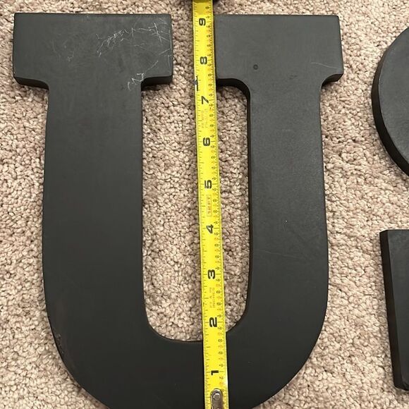 9” Black Block Hanging Capital Letters “FCUS” for Classroom Use with Wall Clock - Picture 12 of 15
